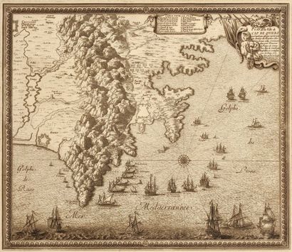 null Carte de 1655 du Cap Quiers Eau forte gaufrée, 50 x 70 cm
