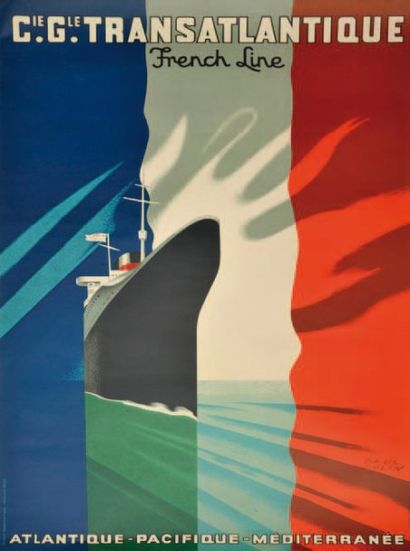 Paul COLIN Affiche originale de la French Line 100 x 60 cm