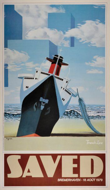 Saved Affiche du départ du France avant de devenir Norway 1974 88 x 53 cm