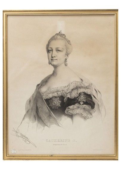 null D’après Henri Grevedon. Portrait en buste de l’impératrice Catherine II. Paris,...