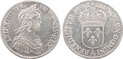 null Louis XIV, écu à la mèche courte, 1643 Paris (rose)

A/LVD. XIIII. D. G. - FR....