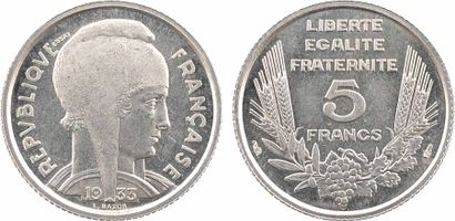 null IIIe République, essai de 5 francs Bazor, 1933 Paris

A/REPVBLIQVE// ESSAI -...