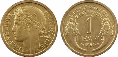 null IIIe République, essai-piéfort de 1 franc Morlon, 1931 Paris

A/REPVBLIQUE -...