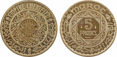 null Maroc, Mohammed V, essai-piéfort de 5 francs, AH 1365 (1946), Paris

A/EMPIRE...