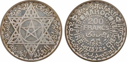 null Maroc, Mohammed V, essai-piéfort de 200 francs, 1372 AH-1953

A/

Étoile avec...