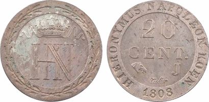 null Allemagne, Westphalie (royaume de), essai de 20 centimes en argent, 1808 Paris

Monogramme...