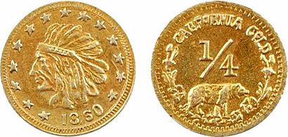 null États-Unis, quart de dollar, Indian Head, 1860 [frappe postérieure] Californie

Tête...