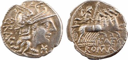 null Antestia, denier, Rome, 136 av. J.-C.

A/GRAG

Tête casquée de Roma à droite...