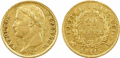 null Premier Empire, 20 francs Empire, 1811 Bordeaux

A/NAPOLEON - EMPEREUR.

Tête...