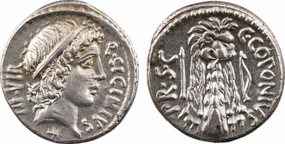 null Sicinia, denier, Rome, 49 av. J.-C.

A/Q SICINIVS III VIR

Tête diadémée d'Apollon...