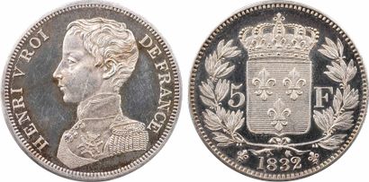null Henri V, 5 francs, 1832 Bruxelles, PROOF

A/HENRI V ROI - DE FRANCE

Buste à...