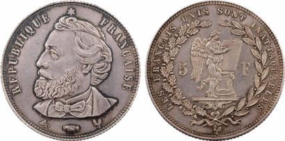 null Gvt de Défense nationale, essai de 5 francs Gambetta en argent, s.d. (1870)...