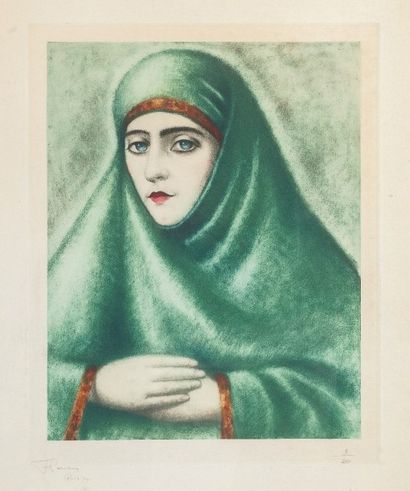 null FLORIAN 

Femme voilée 

Gravure en couleurs 

Numéroté 3/20 en bas à droite...