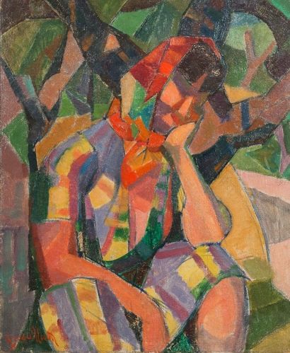null André BREUILLAUD (1898-1984)

Femme au fichu assise dans les oliviers.

Toile,...