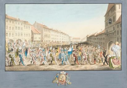 null Ecole suisse du début du XIXe siècle

Procession des tontons à Berne

Gravure...