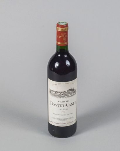 null 1 bouteille de Château Pontet Canet 1990, étiquette très légèrement tachée,...