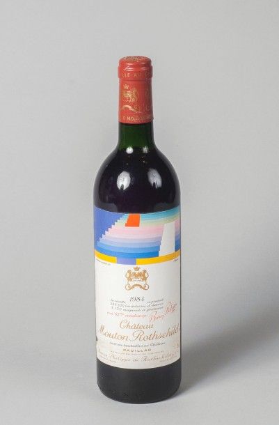 null 1 bouteille de Château Mouton Rothschild 1984, niveau : légèrement bas, étiquette...