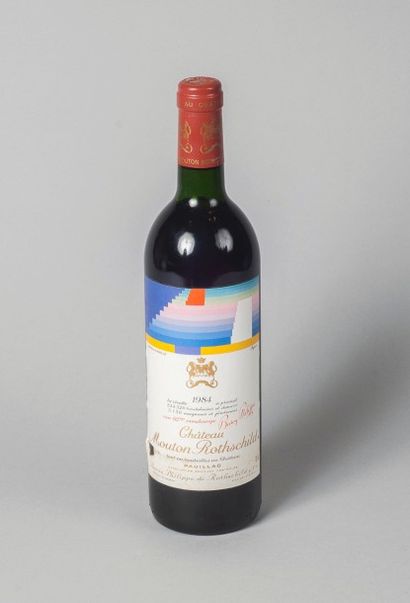 null 1 bouteille de Château Mouton Rothschild 1984, niveau : légèrement bas, étiquette...