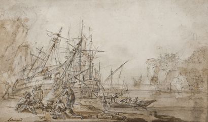 null JEAN – BAPTISTE LALLEMAND (DIJON 1716 – PARIS 1803)

Bateau échoué dans un estuaire

Plume...