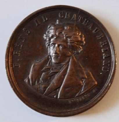 null [CHATEAUBRIAND] MEDAILLE « F.RENE DE CHATEAUBRIAND ». Au revers « L'IMMORTEL...