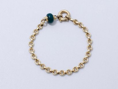 null Bracelet en or 750 millièmes, composé d'une maille jaseron terminée d'une pierre...