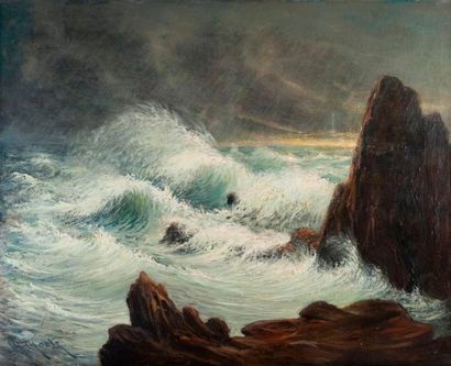 null Charles MOOTZ (XIXe-XXe siècle)  

Effet de vagues sur les rochers et brisants ...