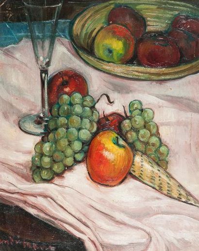 null André MAIRE (1898-1984) 

Nature morte aux fruits 

Huile sur isorel. 

Signé...