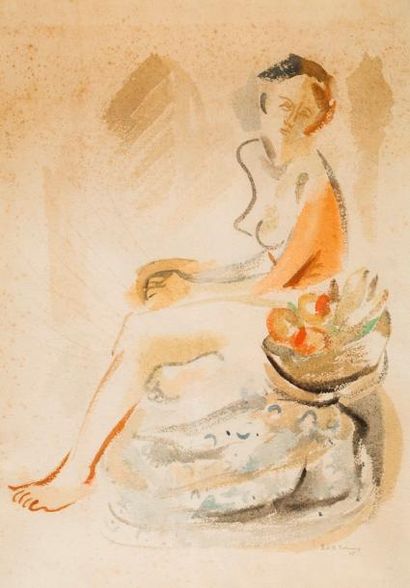 null Edith Behring (1916-1996)

« Nu »

Aquarelle sur papier (rousseurs)

Signé et...