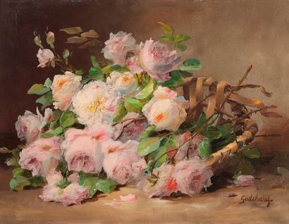 null GODCHAUX, bouquet de fleurs, huile sur toile