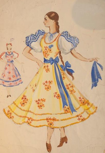 null Tatiana BRUNI (1902- 1979)

Projets de costumes: deux femmes en costume traditionnel

Gouache

Signée...