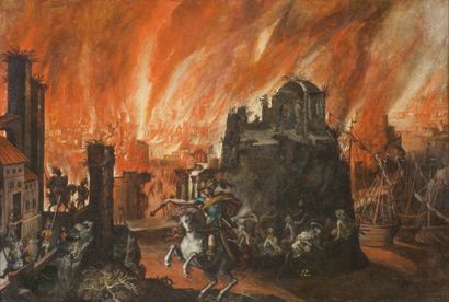 null Gillis van VALCKENBORCH 

(Anvers 1570 – Francfort 1622) 

L’incendie d’une...