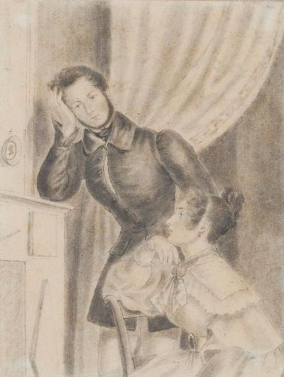 null Ecole FRANCAISE vers 1830

Couple rêveur

 Plume et Lavis d'encre.

16,5 x 13...