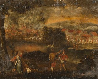 null Ecole FLAMANDE du XVIIIème siècle

Paysage avec l’incendie d’une ville

Toile...