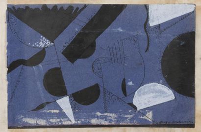 null Sergei CHEKONIN (1878-1936) 

Composition 

Encre et gouache sur papier violet,...