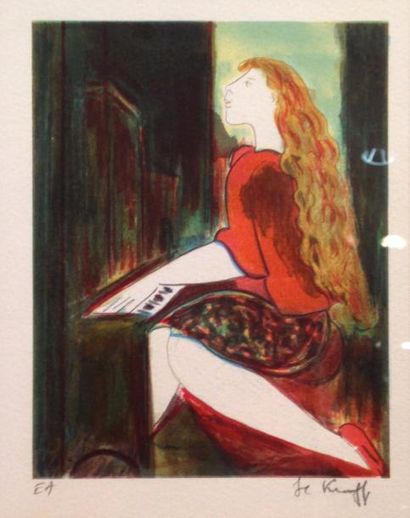  Linda LE KINFF (Née en 1949) 
La méridienne 
Lithographie en couleur 
Epreuve d’artiste,...