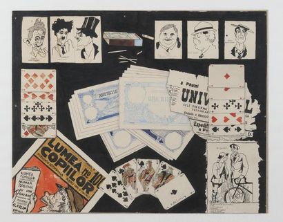 null Saül STEINBERG (1914 - 1999)

Composition aux cartes à jouer, billets de banques...