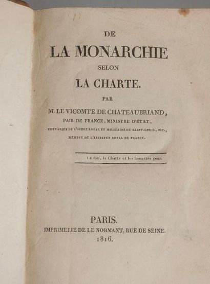CHATEAUBRIAND. François-René de. De la monarchie...