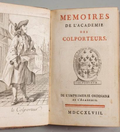 CAYLUS. Mémoires de l'académie des colporteurs. De l' imprimerie ordinaire de l'Académie,...