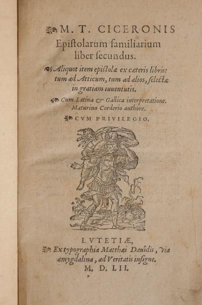 null CICERON. Epistolarum familiarium. Paris, Mathieu David, 1552. In-8, plein vélin...