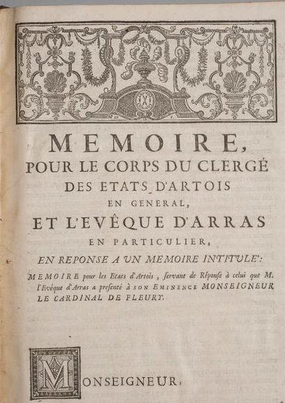 null (ARTOIS) - Recueil de pièces du XVIIIe s. sur les états d'Artois. 1 volume in-folio,...