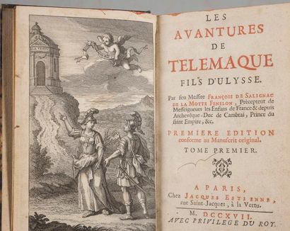  FENELON. Les avantures de Telemaque. Paris, Jacques Estienne, 1717. 2 volumes in-12,...