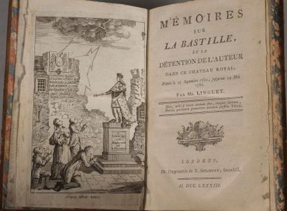 null LINGUET. Mémoires sur la Bastille… Londres, Spilsbury, 1783. 1 vol. in-8, plein...