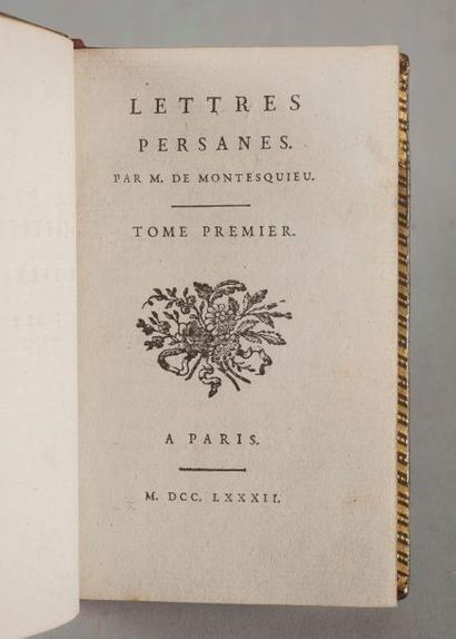null MONTESQUIEU. Lettres persanes. Paris, 1782. 3 volumes in-16, plein maroquin...