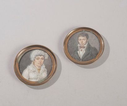 null Premier tiers du XIXe siècle 

Portrait d’homme et de femme 

Deux miniatures...