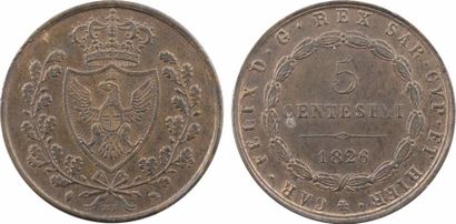 null Italie, Savoie-Sardaigne, Charles-Félix, 5 centimes, 1826 Turin

A/* CAR. FELIX....