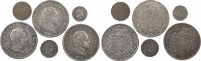 null Italie, Savoie-Sardaigne, Charles-Félix, lot de 6 monnaies, 1826-1830 Gênes...