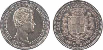 null Italie, Savoie-Sardaigne, Charles-Albert, 50 centimes, 1833 Turin

A/CAR. ALBERTVS...