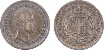 null Italie, Savoie-Sardaigne, Charles-Albert, 25 centimes, 1833 Turin

A/CAR. ALBERTVS...