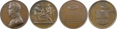 null Italie, Savoie-Sardaigne, Charles-Albert de Savoie-Sardaigne, lot de 2 médailles,...
