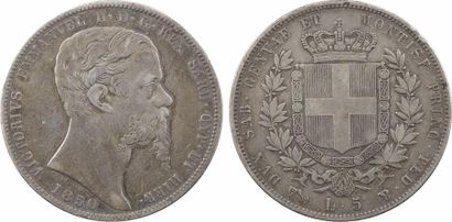 null Italie, Savoie-Sardaigne, Victor-Emmanuel II, 5 lire, 1850 Gênes

A/VICTORIVS...